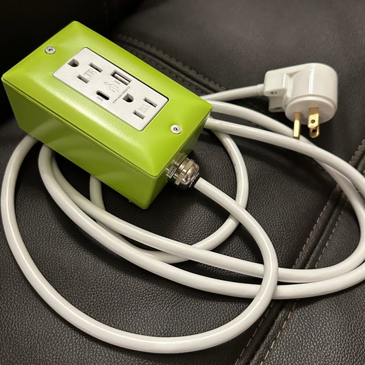 The Plug Box — 65W GaN USB-C (Lime and White)